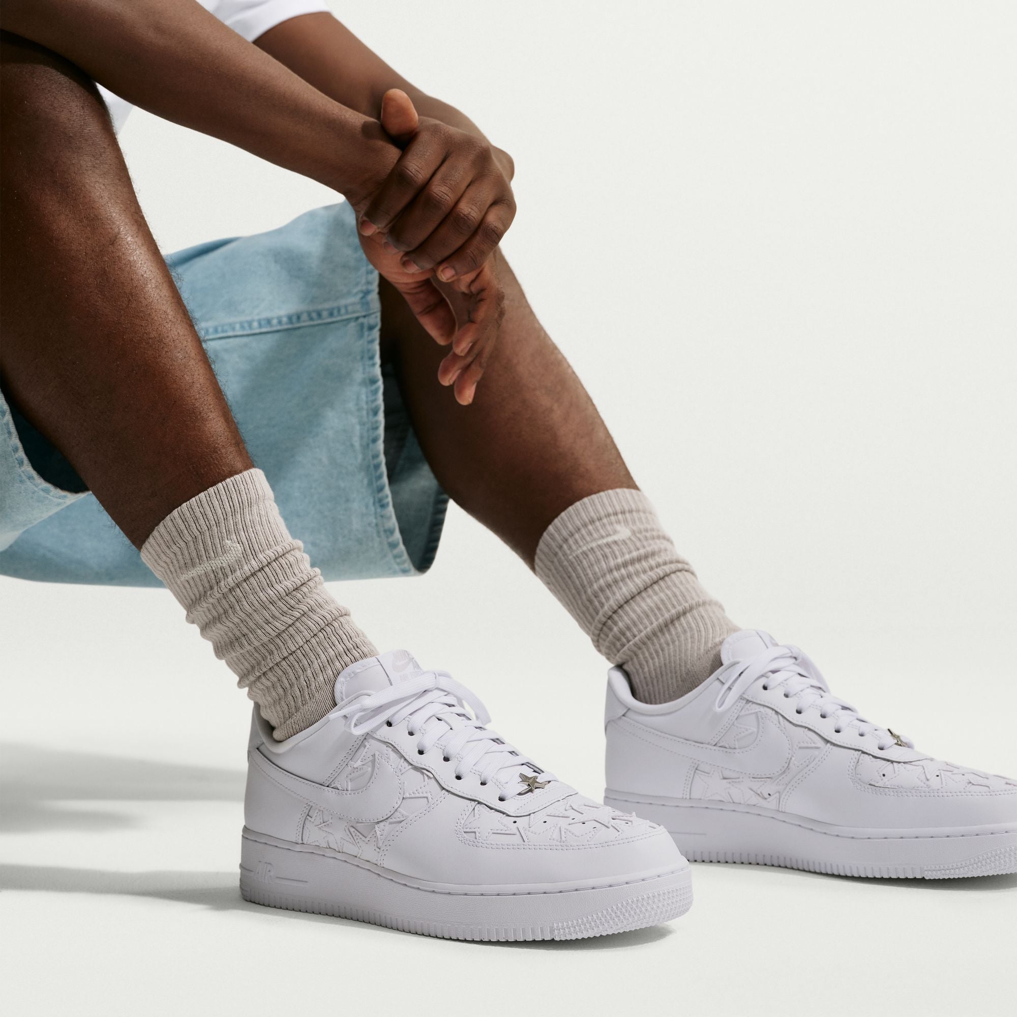 Men's Nike Air Force 1'07 Edge - WHITE/WHITE-METALLIC SILVER