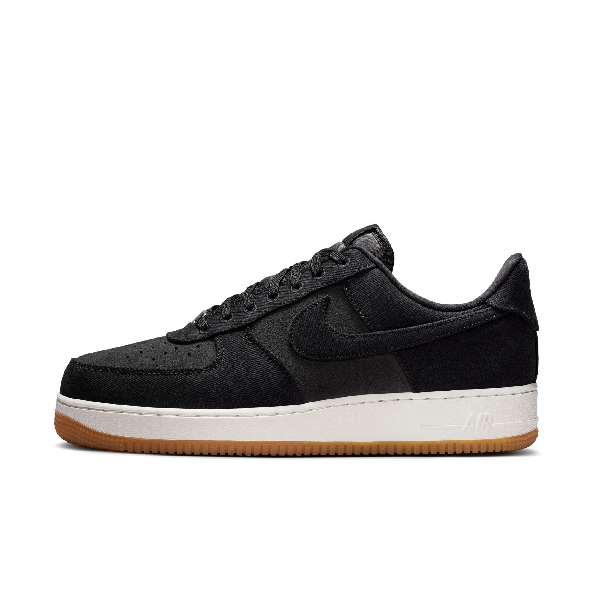 Men's Nike Air Force 1 '07 Lv8 "Denim" - BLACK/BLACK-DK SMOKE GREY-GUM MED BROWN