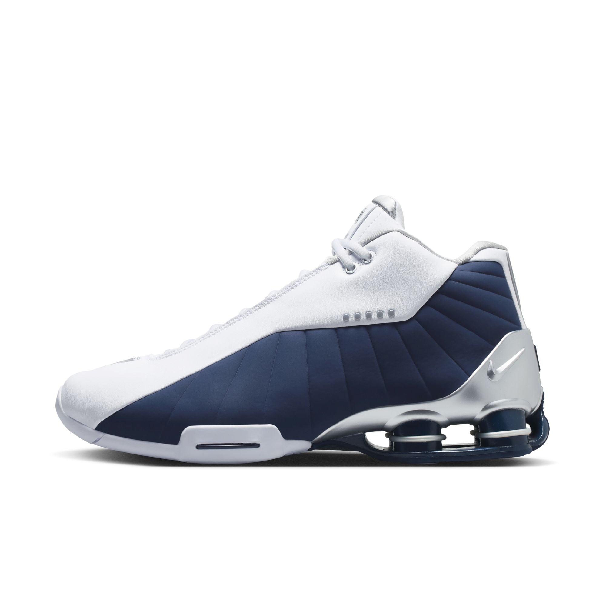 Men's Nike Shox BB4 - WHITE/MIDNIGHT NAVY-METALLIC SILVER