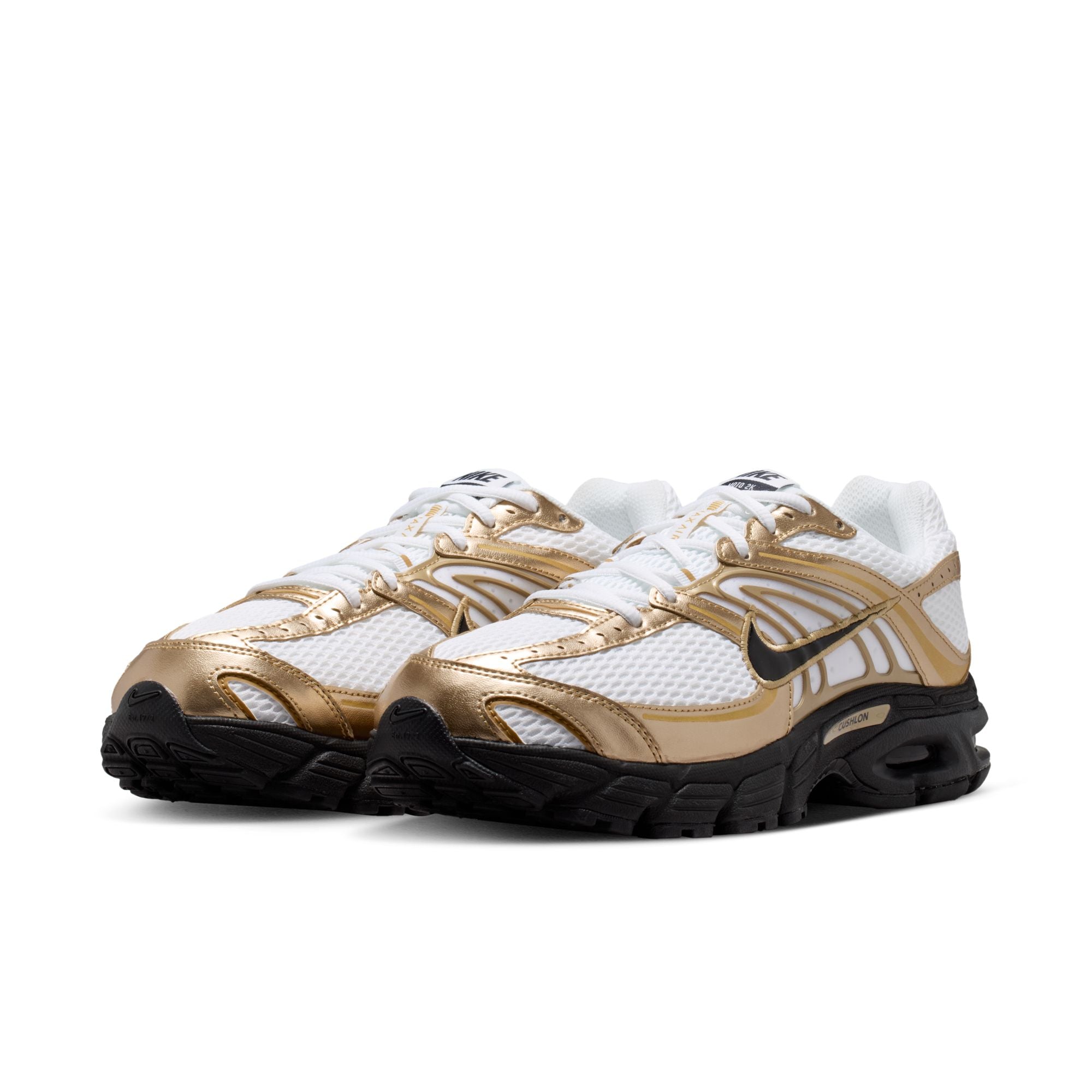 Men's Nike Air Max Moto 2k- WHITE/BLACK-METALLIC GOLD-ELEMENTAL GOLD