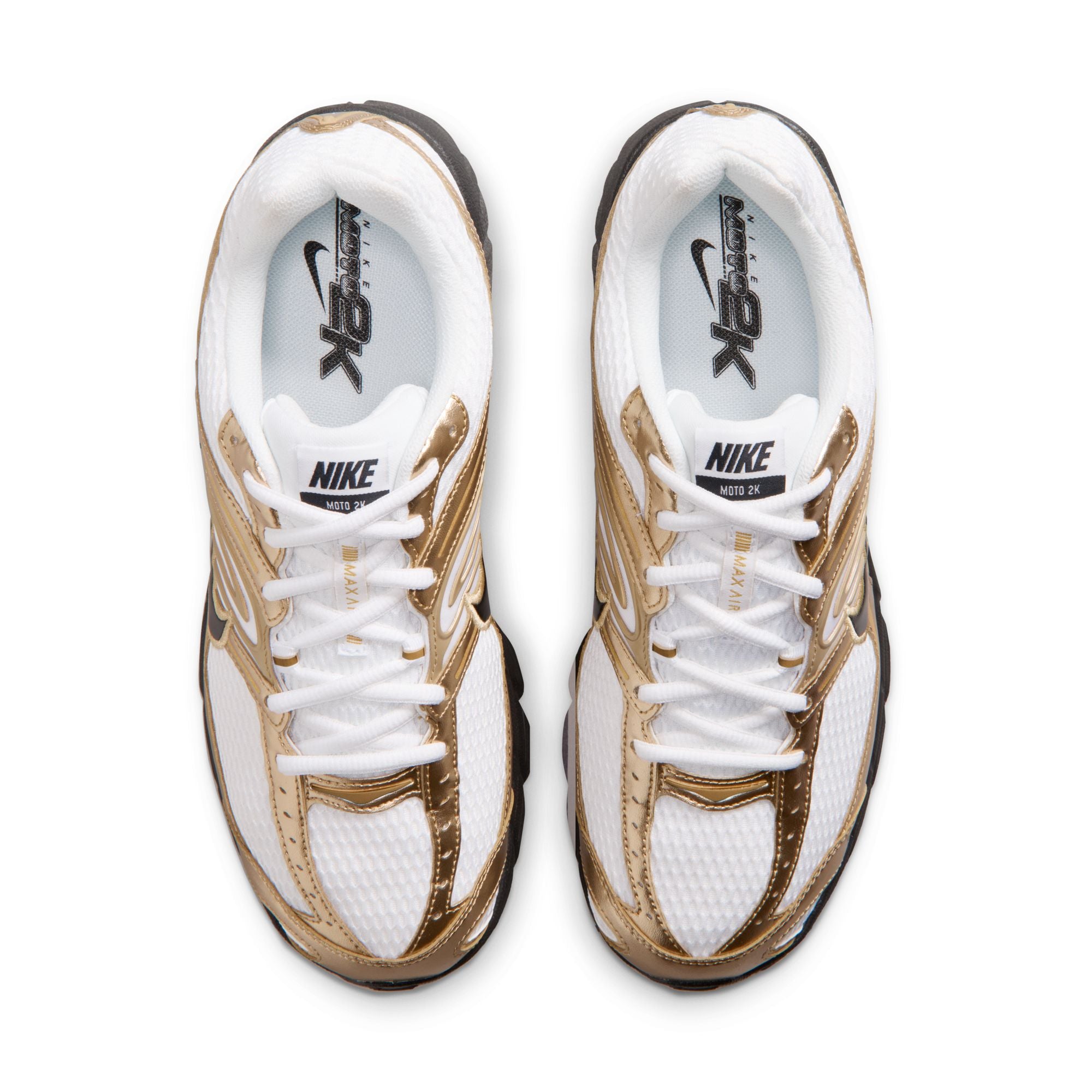 Men's Nike Air Max Moto 2k- WHITE/BLACK-METALLIC GOLD-ELEMENTAL GOLD
