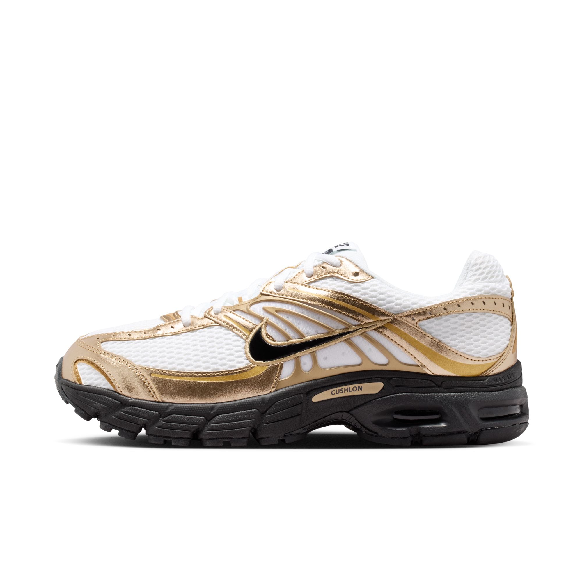 Men's Nike Air Max Moto 2k- WHITE/BLACK-METALLIC GOLD-ELEMENTAL GOLD