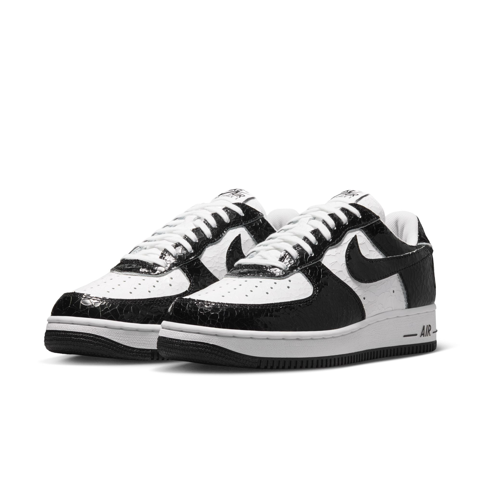 Men's Nike Air Force 1 Cracked Leather - BLACK/WHITE