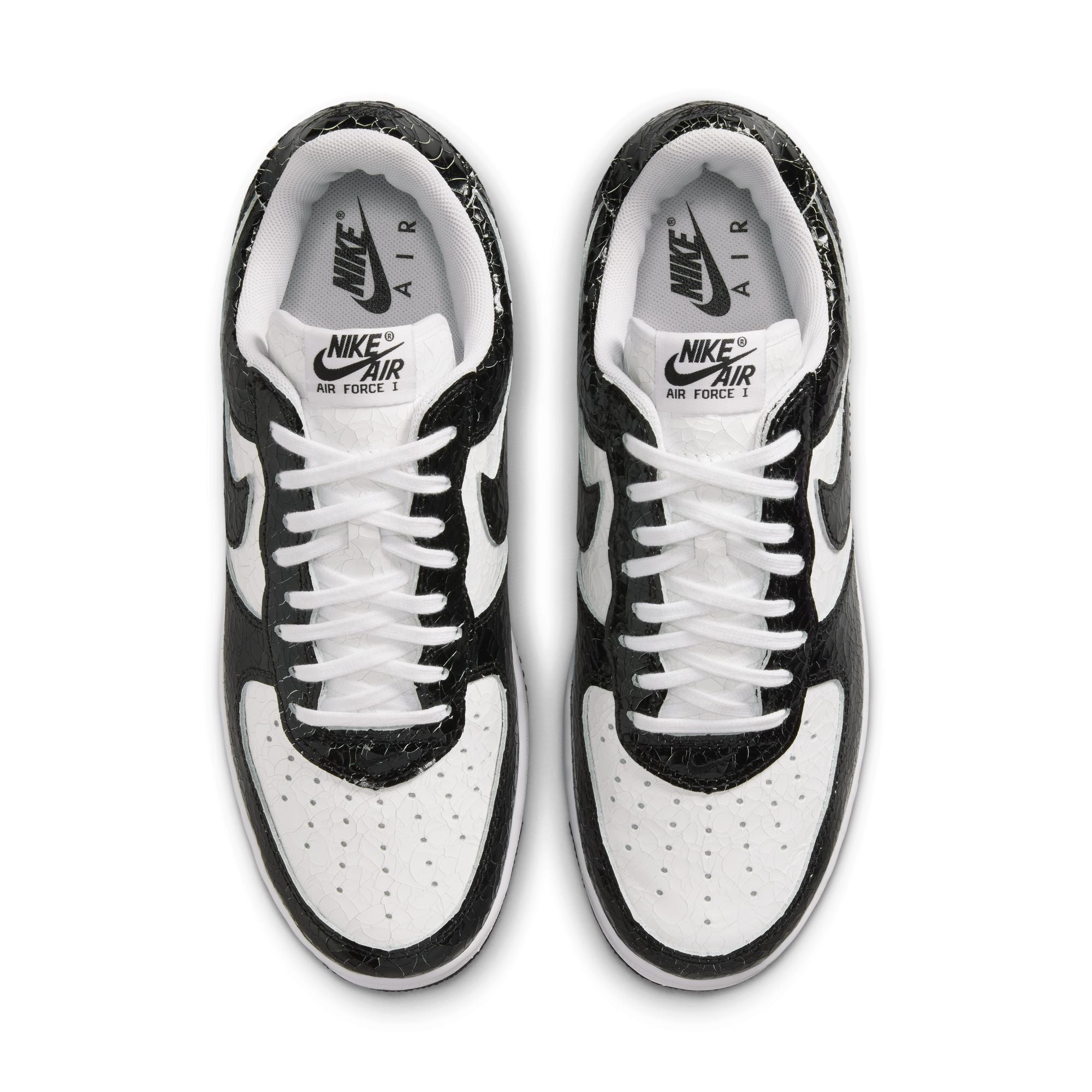 Men's Nike Air Force 1 Cracked Leather - BLACK/WHITE