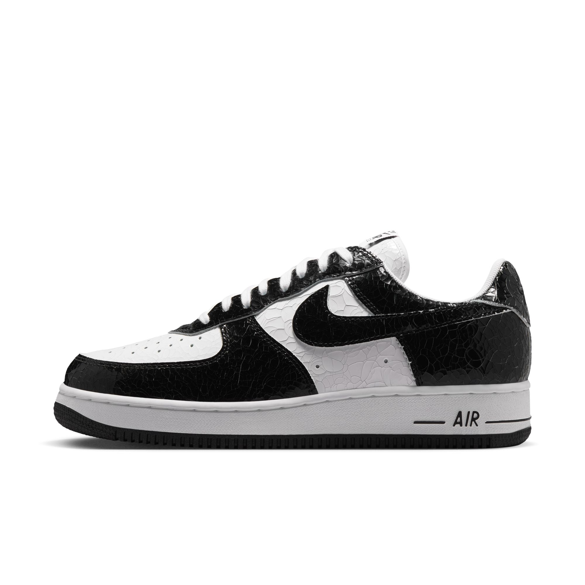 Men's Nike Air Force 1 Cracked Leather - BLACK/WHITE