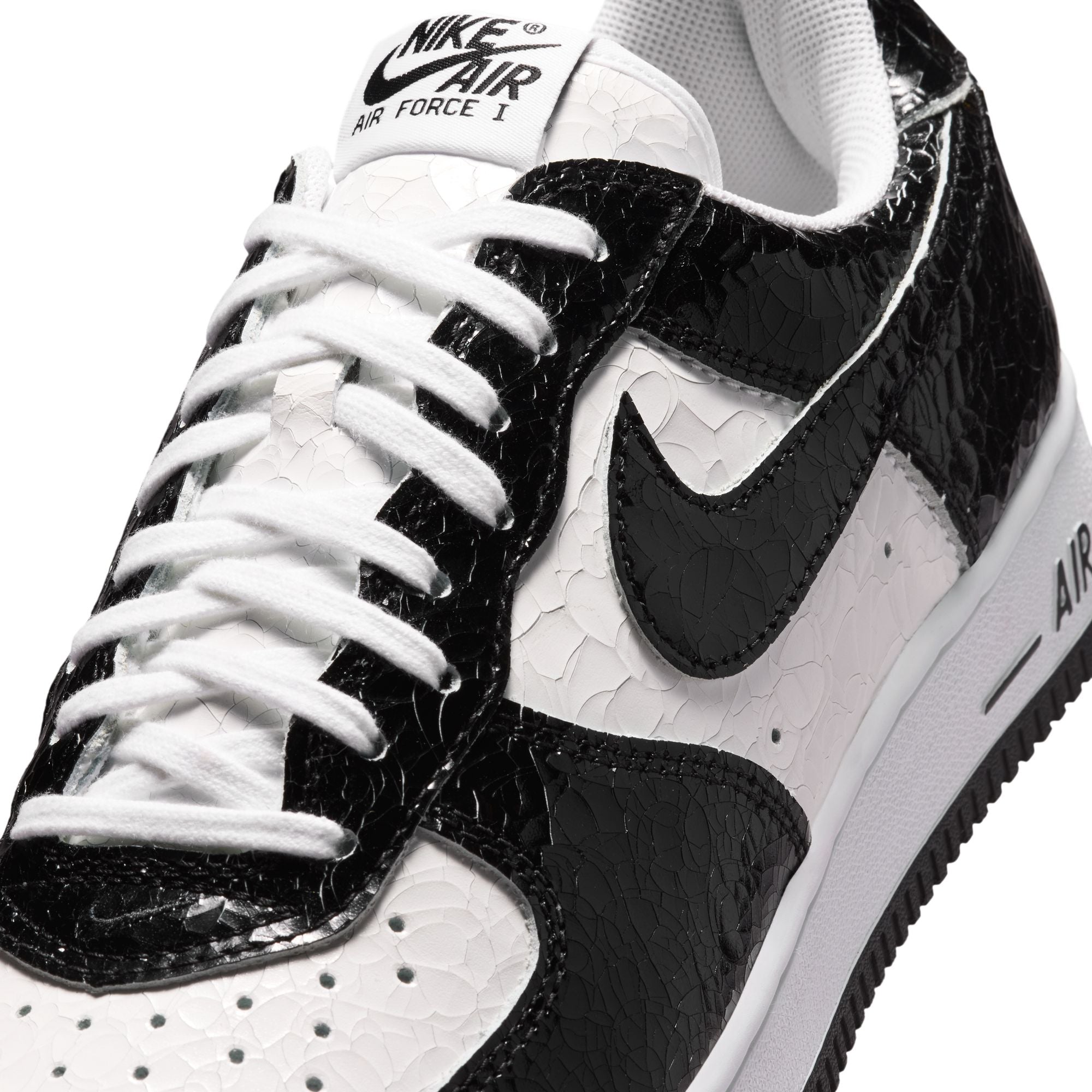 Men's Nike Air Force 1 Cracked Leather - BLACK/WHITE