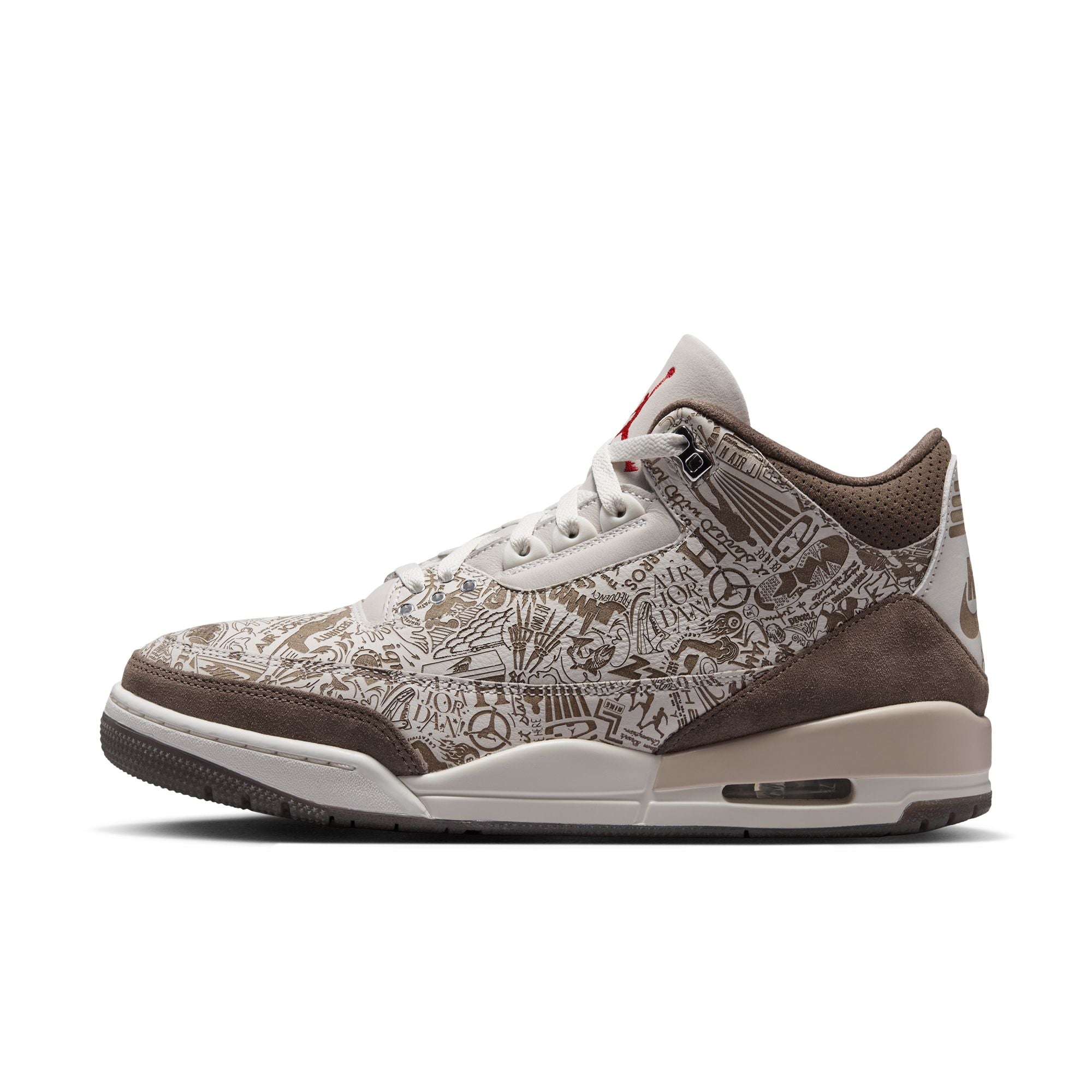 Men's Air Jordan 3 Retro Laser - PHANTOM/UNIVERSITY RED-PALOMINO-SAIL