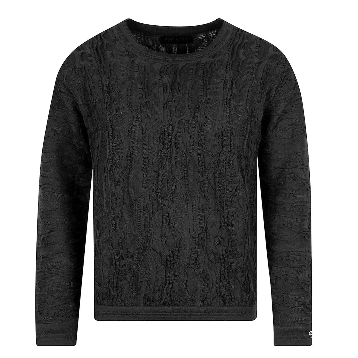 Coogi Sweater Knit Black Crew - BLACK