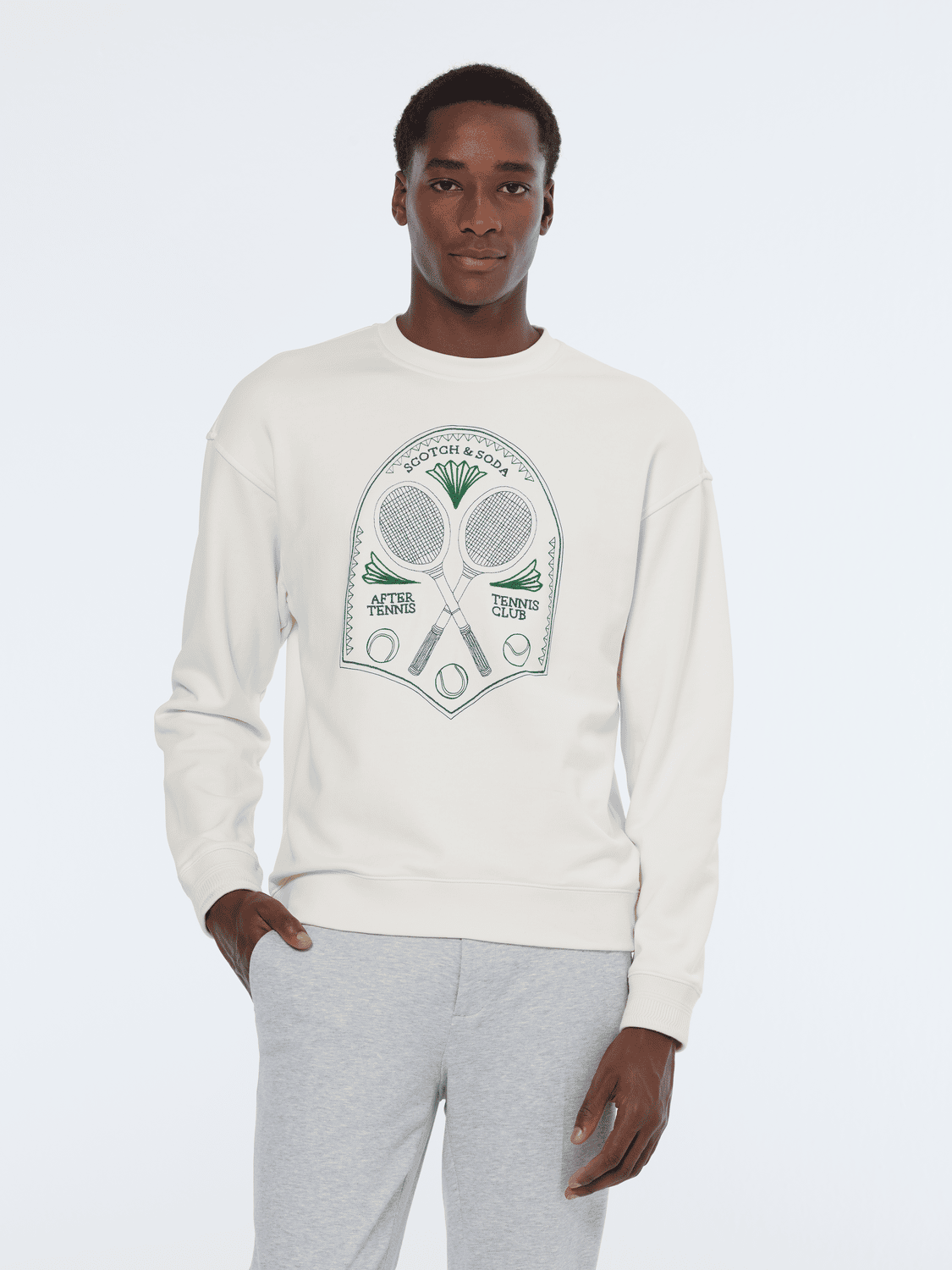 Scotch and Soda Embroidered Tennis Artwork Relaxed Fit Sweatshirt - BE