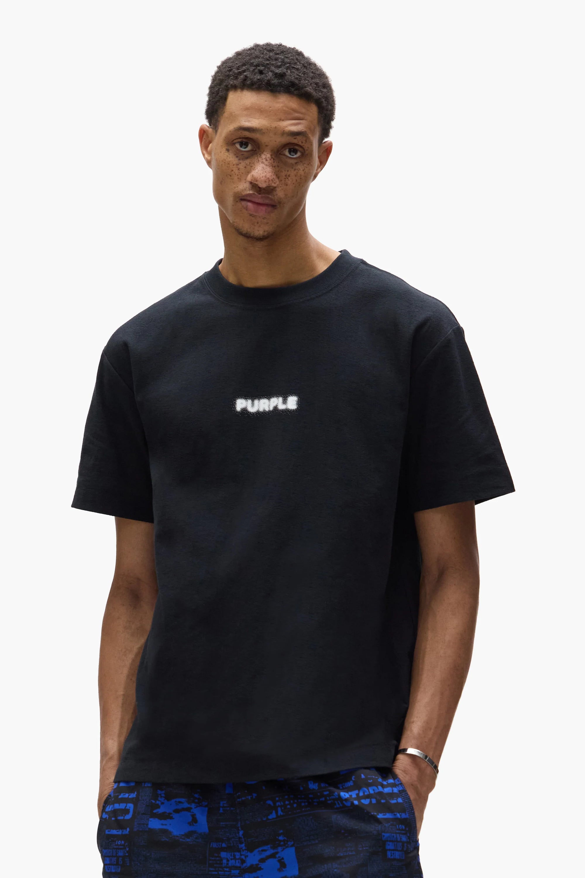 Purple Brand Pixalated Jersey Ss Tee - BLACK/WHITE