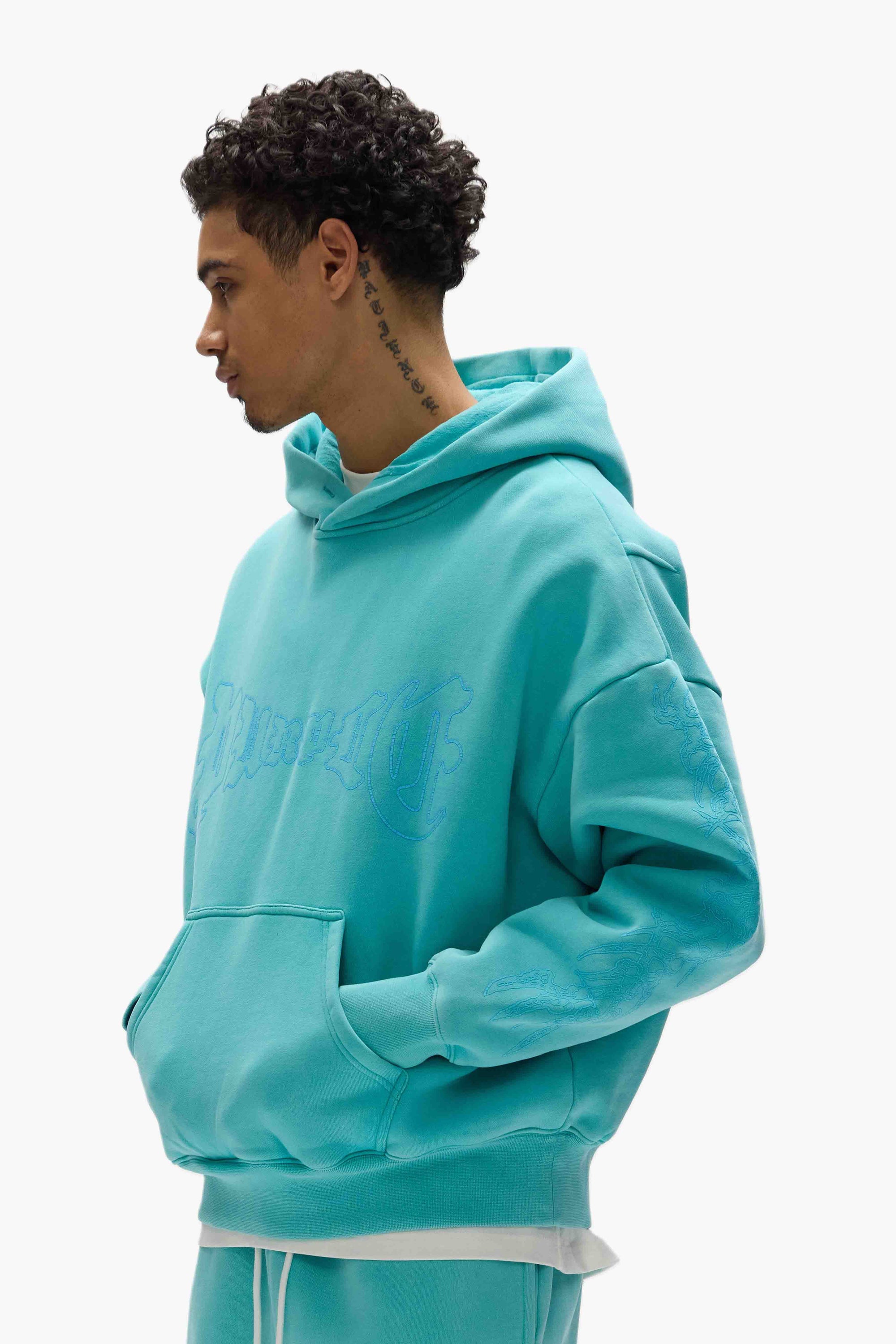 Purple Brand Arched Gothic Hoodie - BLUE