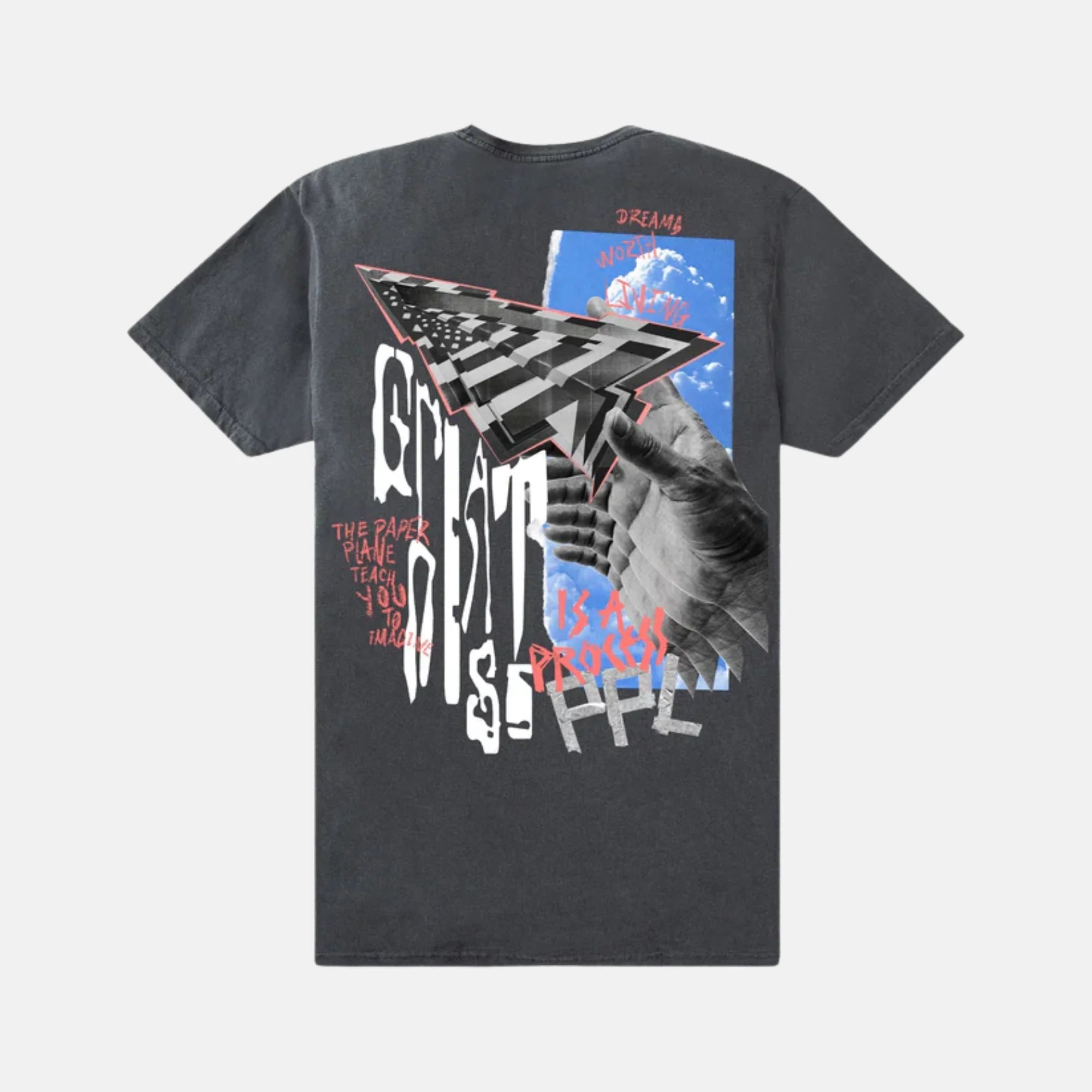 Paper Planes Collage Tee - WASHED BLACK