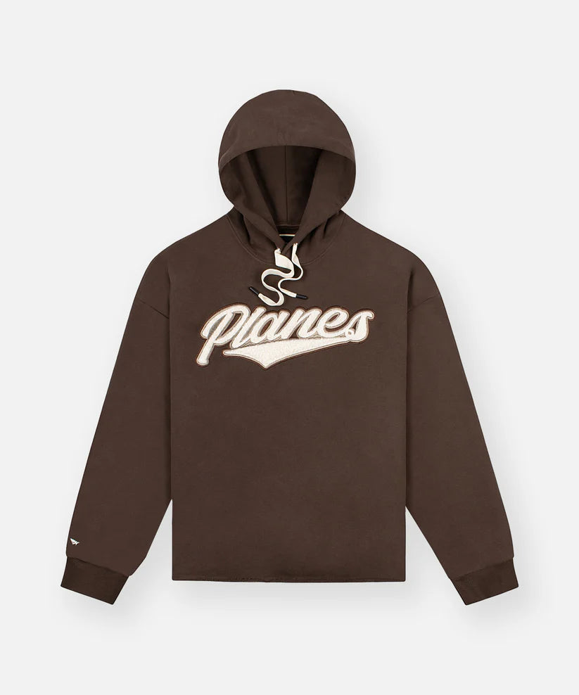 Paper Planes Open Hem Sherpa Hoodie - BROWN