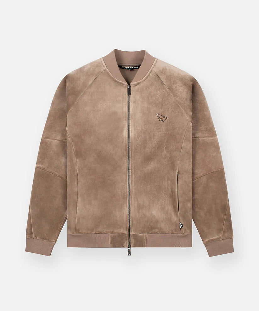 Paper Planes Velour Zip Jacket - BROWN