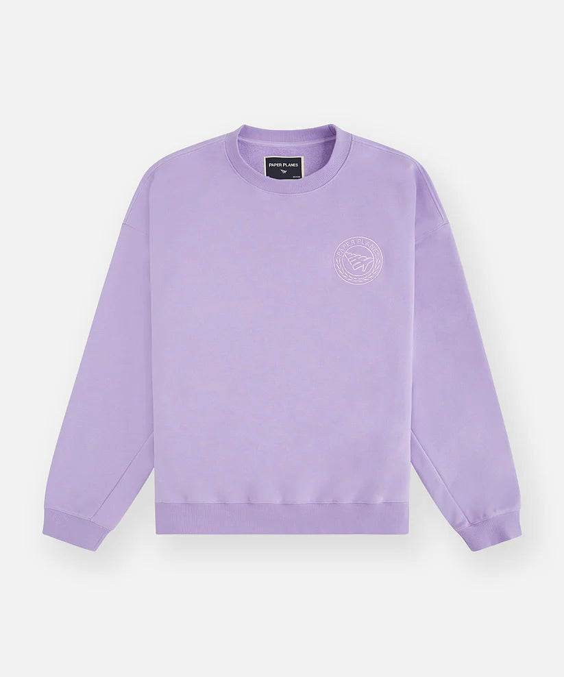 Paper Planes Relaxed First Class  Crewneck - LILAC