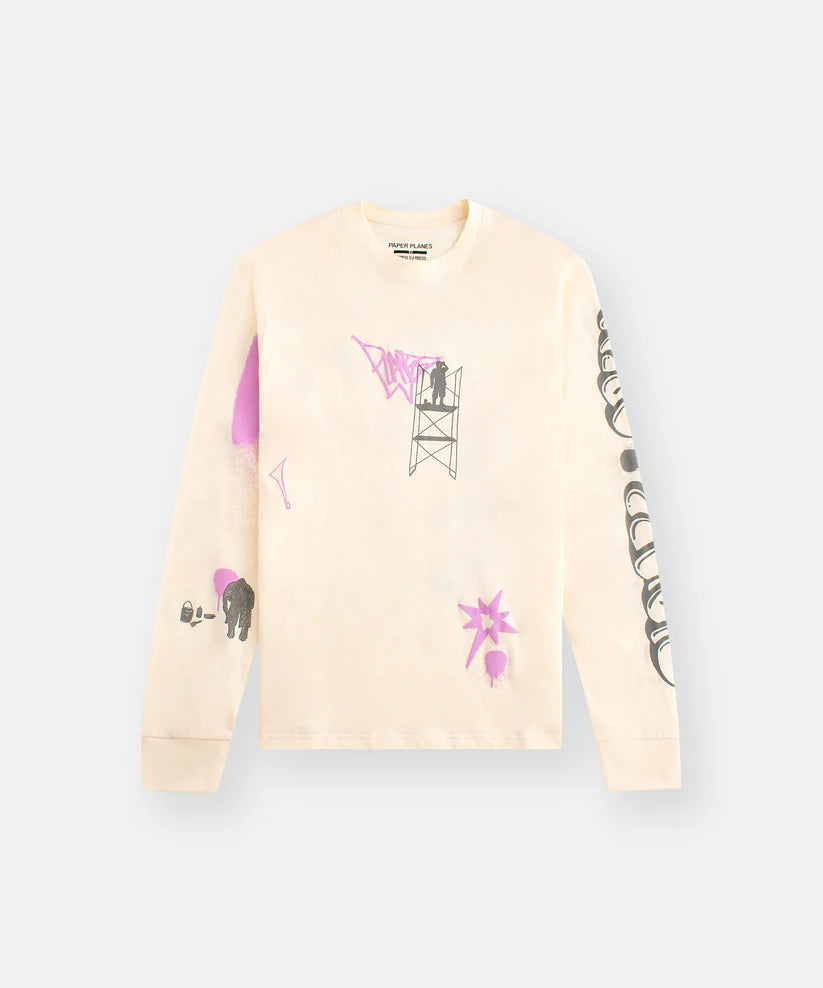 Paper Planes Team Work Long Sleeve Tee - EGGSHELL