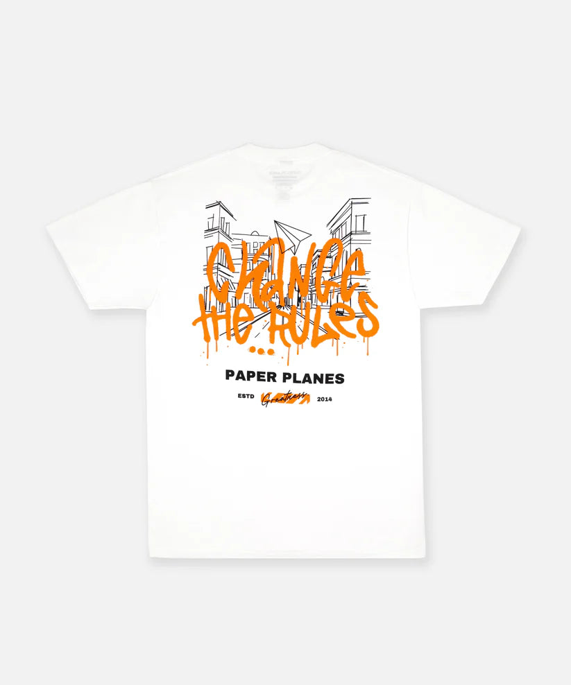 Paper Planes Change The Rules Tee - WHITE/ORANGE