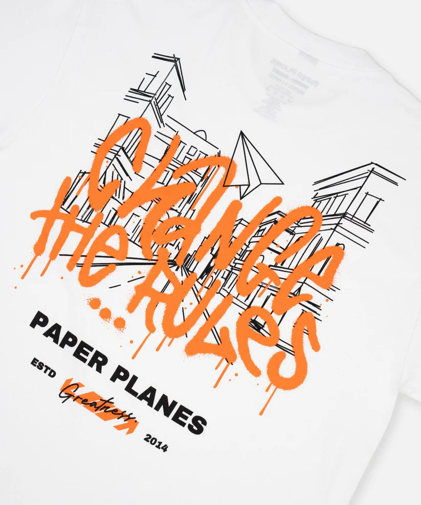 Paper Planes Change The Rules Tee - WHITE/ORANGE