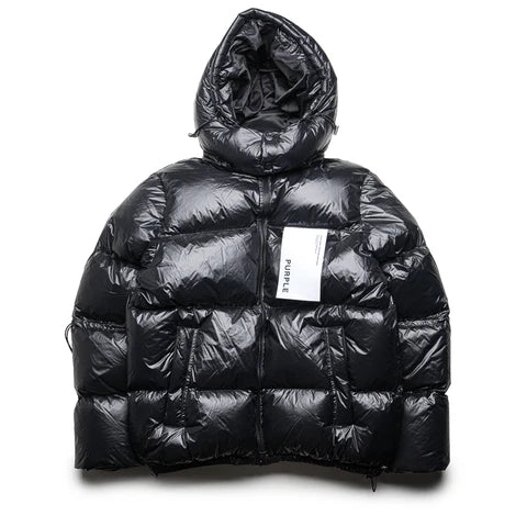 Purple Brand Nylon Puffer Jacket - BLACK