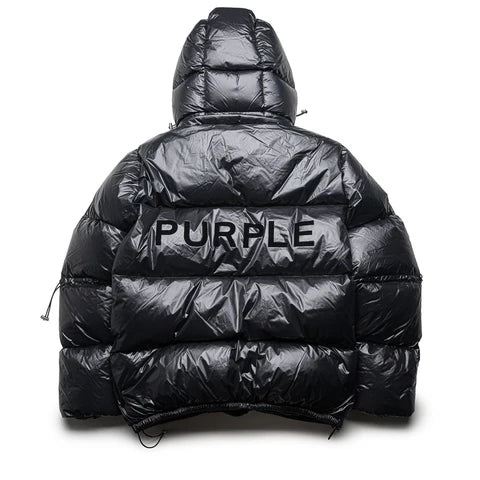 Purple Brand Nylon Puffer Jacket - BLACK