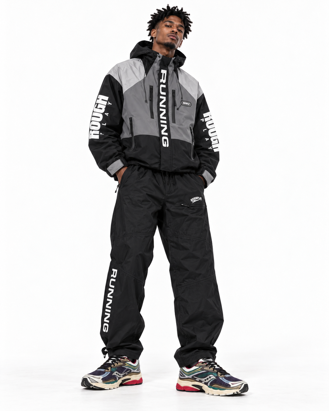 Roughplay Water Resistance Tracksuit - BLACK