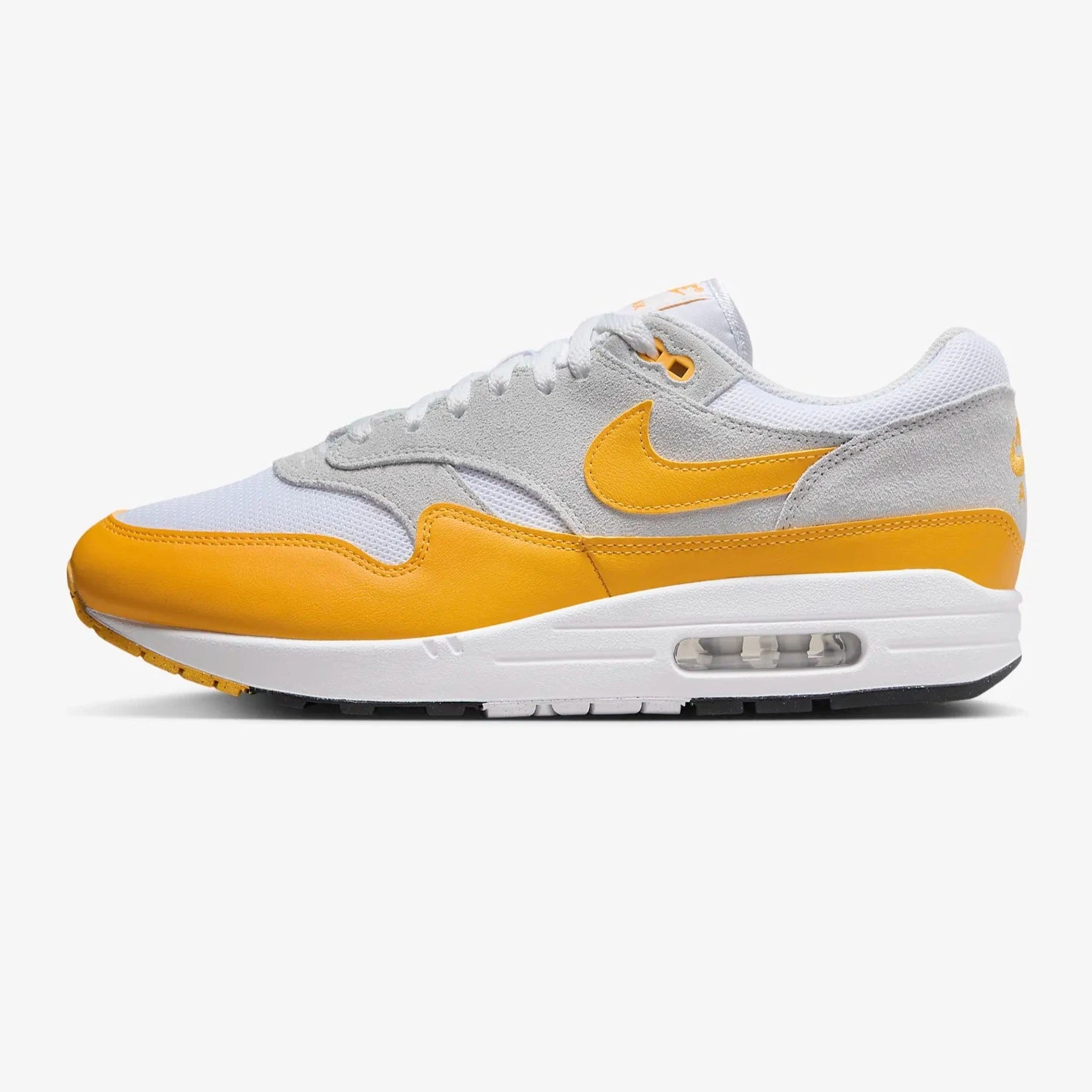 Men s Nike Air Max 1 WHITE UNIVERSITY GOLD PURE PLATINUM Civilized Nation Official Site