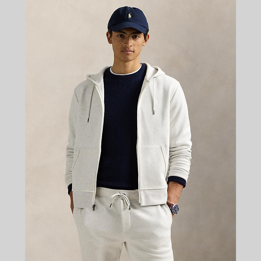 Polo Ralph Lauren LONG-SLEEVE DOUBLE KNIT TECH FULL-ZIP HOODED SWEATSHIRT - SOHO HEATHER