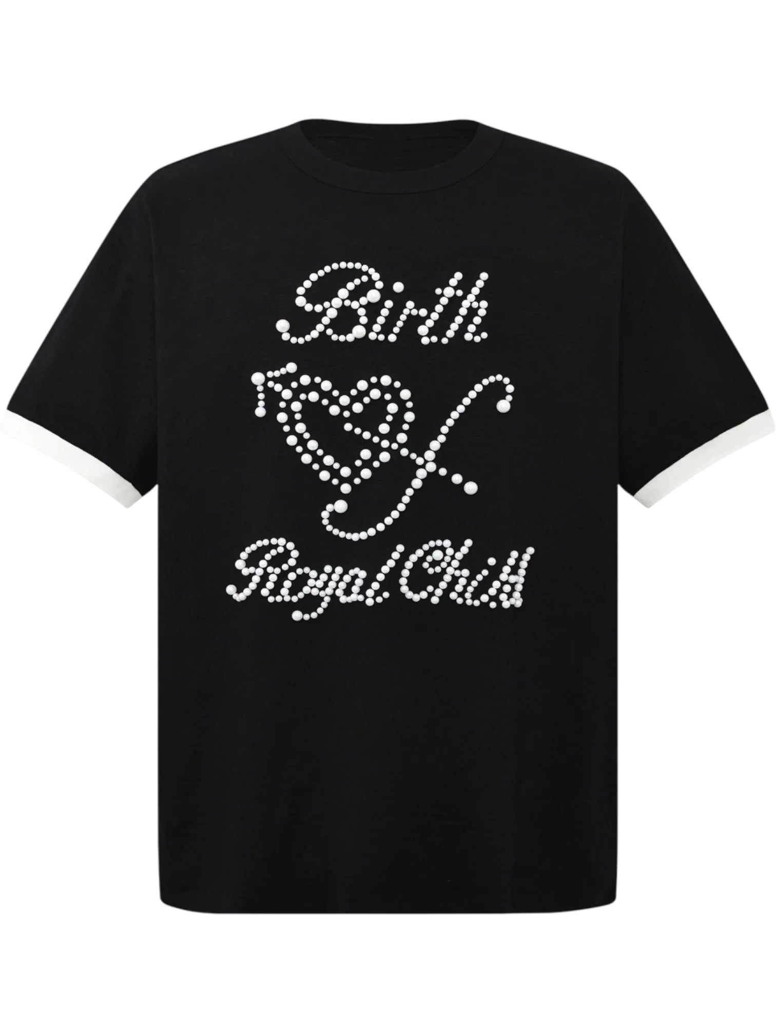 Birth Of Royal Child Patchwork Pearl Shirt - BLACK