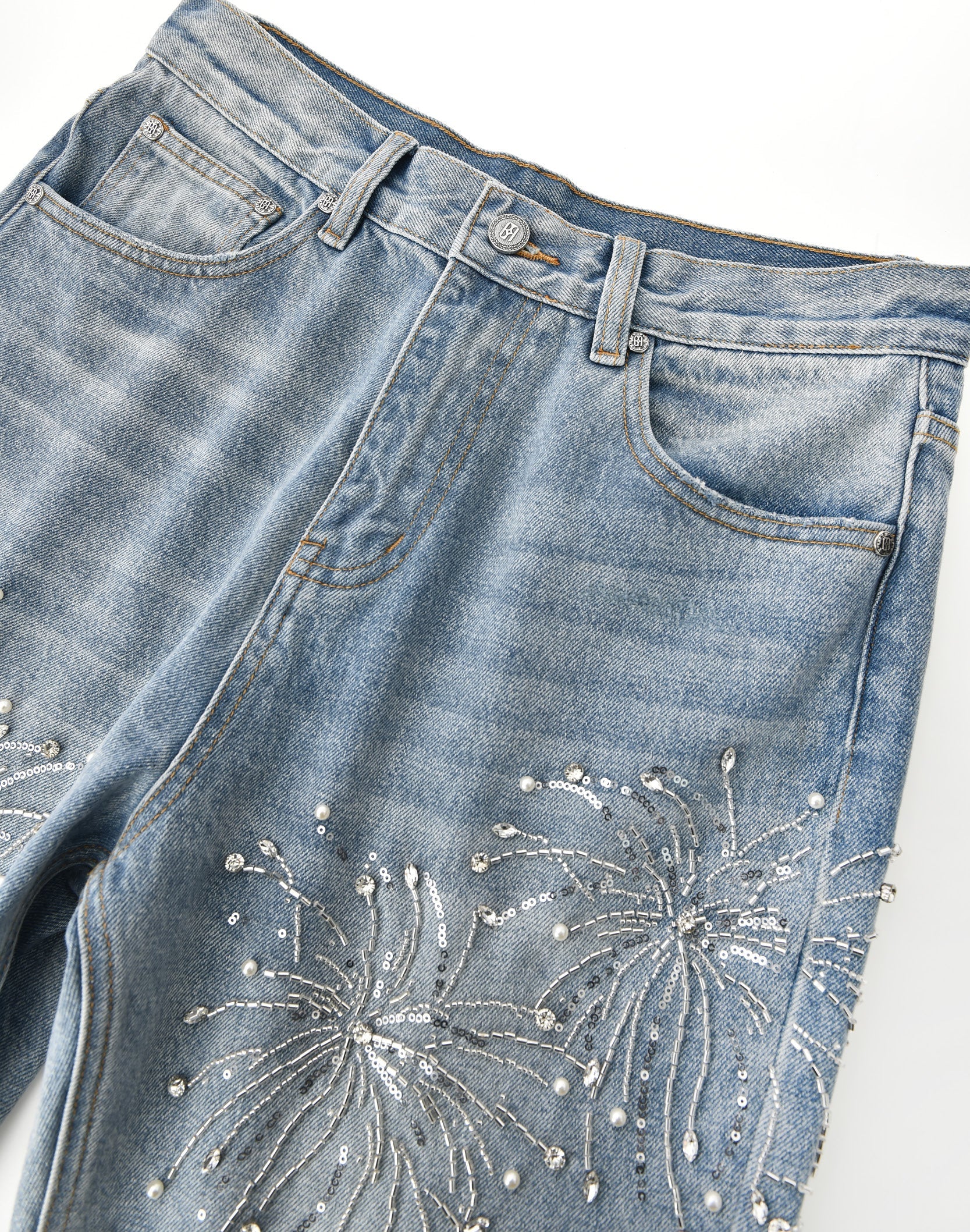 Birth of Royal Child Fireworks Wash Jeans - BLUE