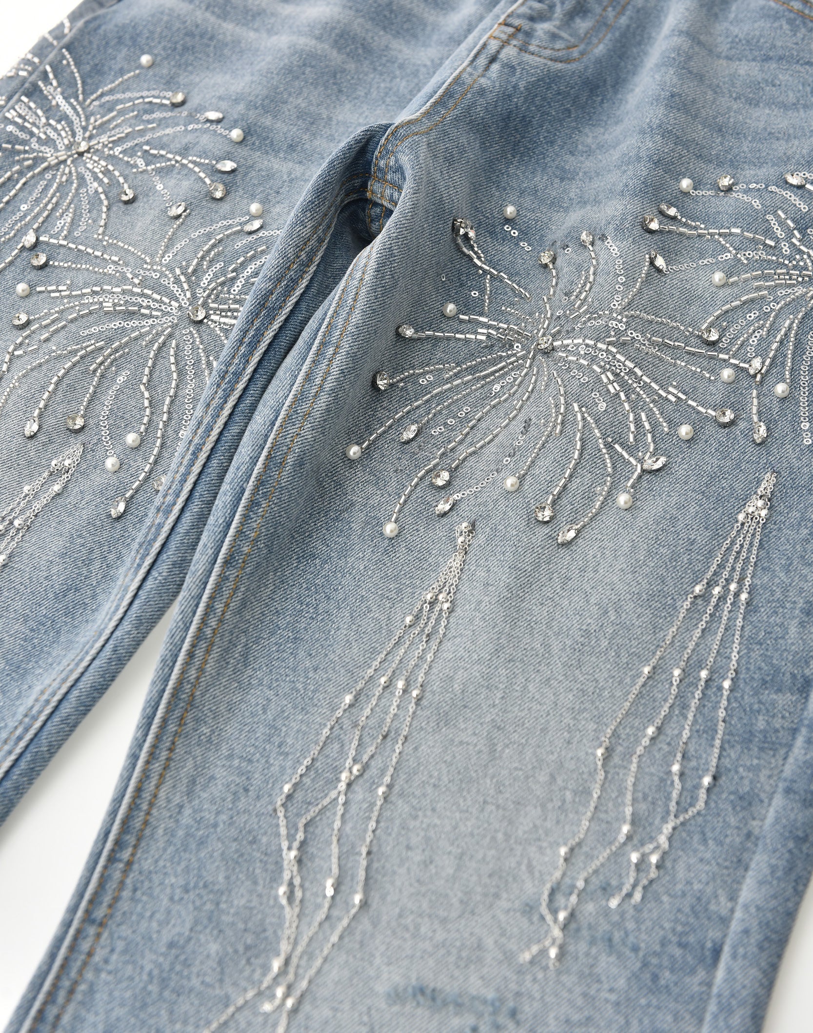 Birth of Royal Child Fireworks Wash Jeans - BLUE