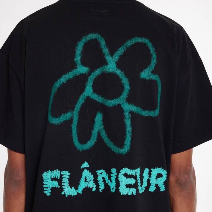 Flaneur Flower Doodle T-shirt - BLACK