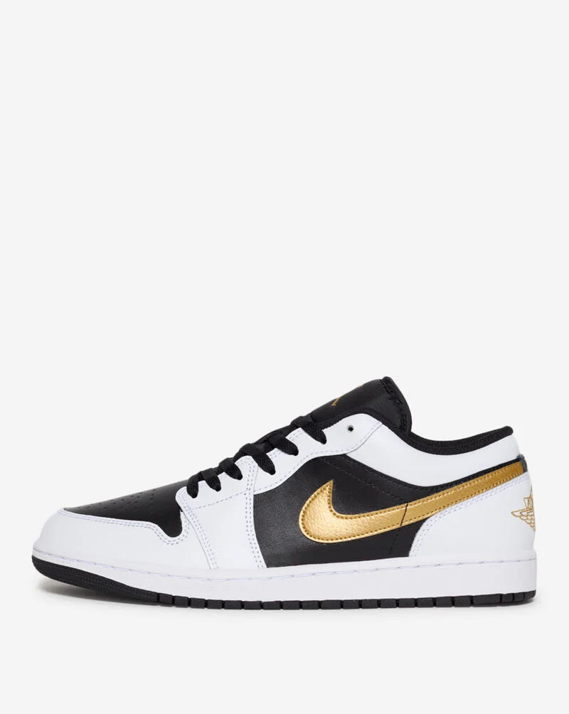 Men&#39;s Air Jordan 1 Low- WHITE/METALLIC GOLD-BLACK