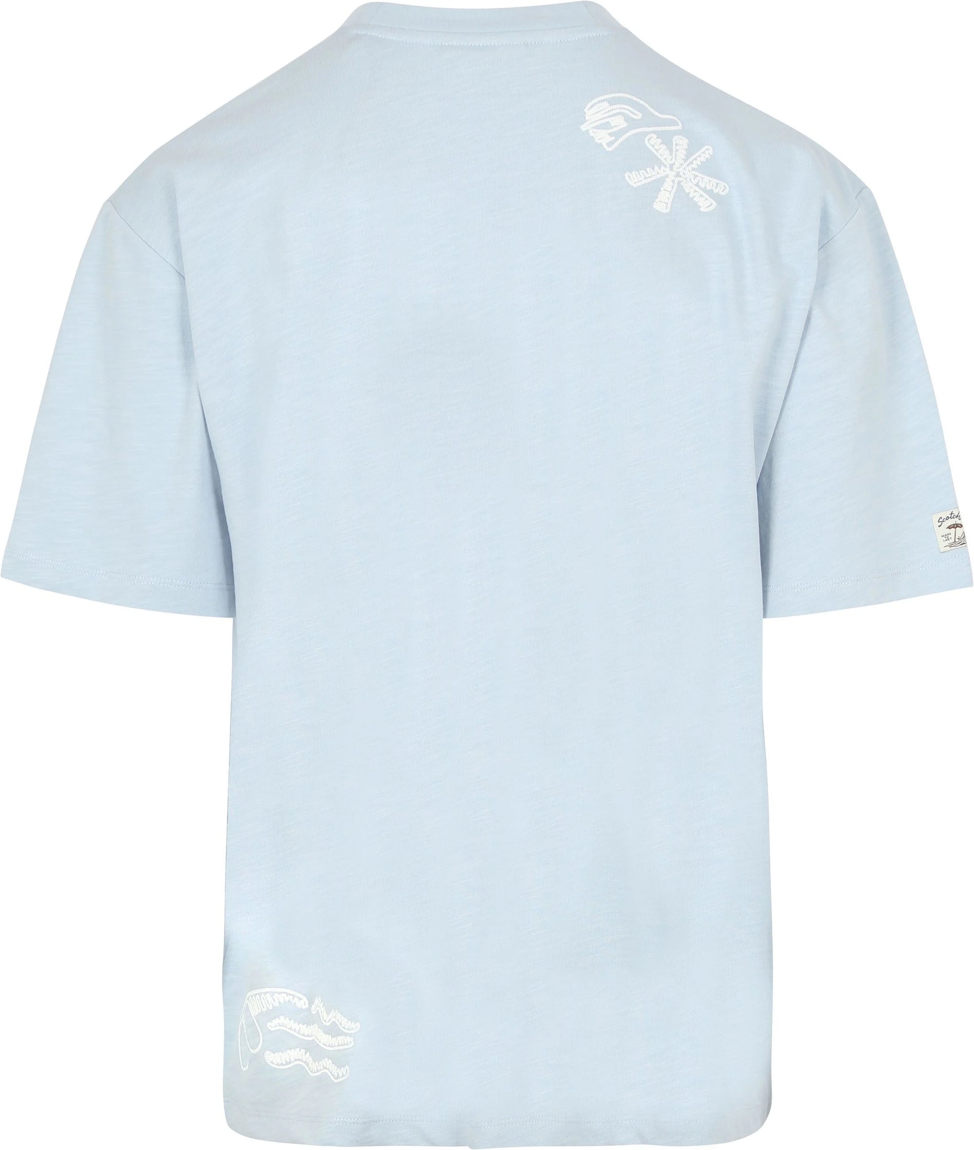 Scotch & Soda Slub Embroidery Tee Loose Fit  - SKY BLUE