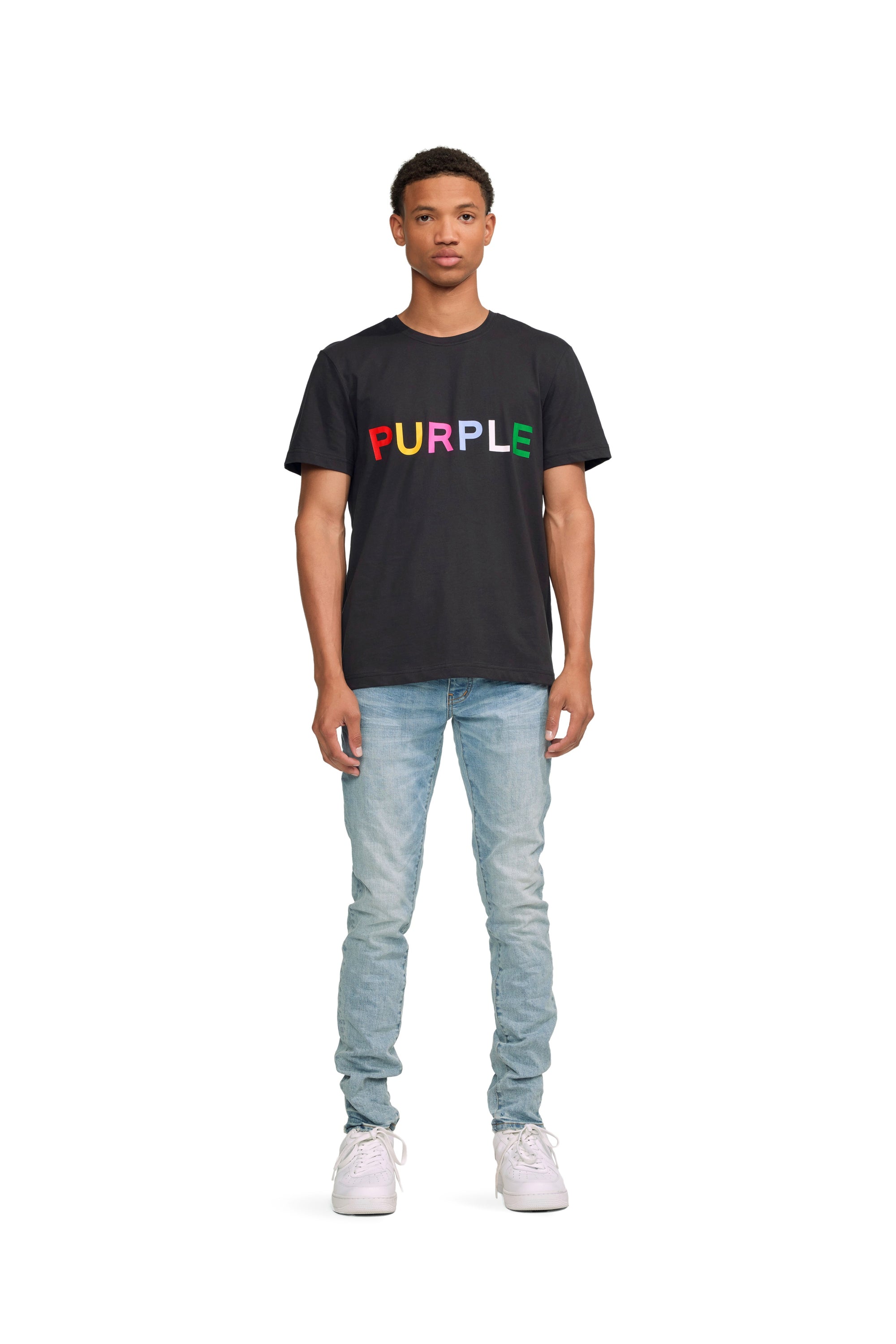 Purple Brand Clean Jersey Ss Tee - BLACK/MULTI-COLOR