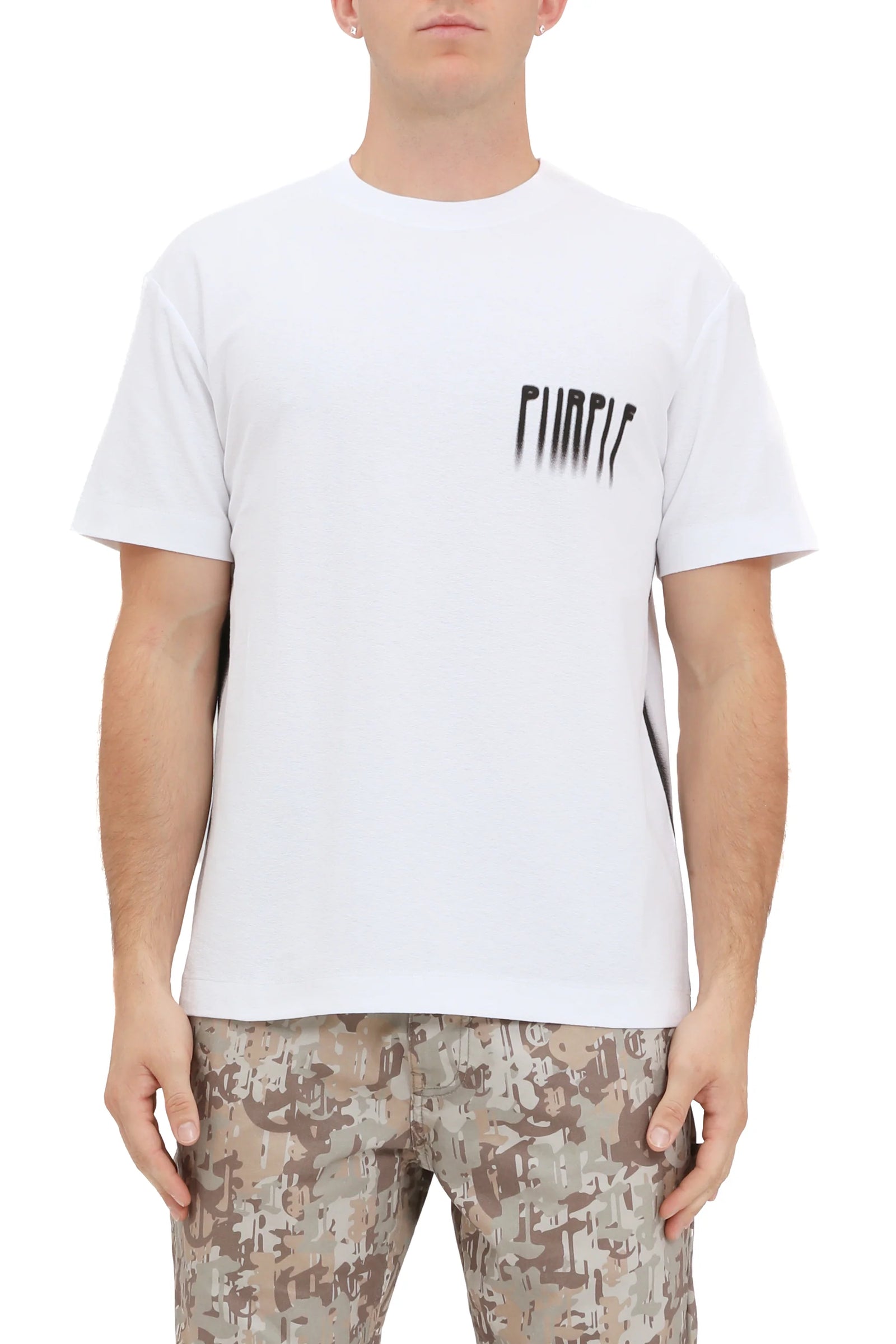 Tシャツ・カットソー PURPLE BRAND Men T Shirts P109CWAB225 WHITE White White Painted Wordmark Tee – PURPLE BRAND