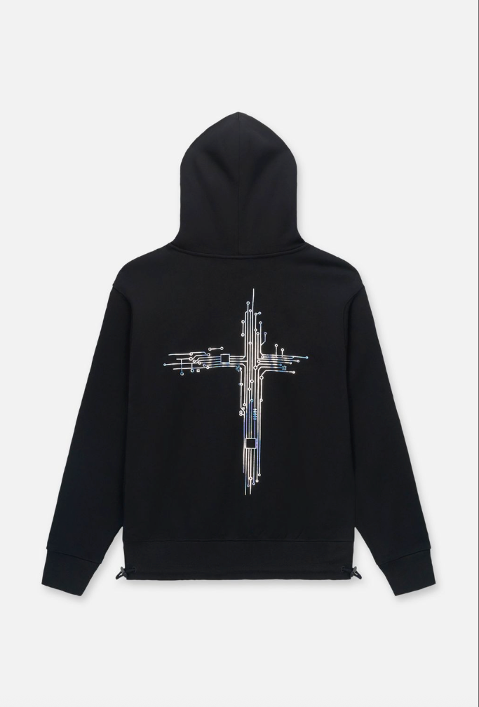 RTA Jordan Black Circuit Cross Hoodie - BLACK CIRCUIT CROSS