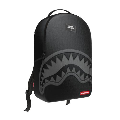 Sprayground SHARK CENTRAL BLACK NYLON GRAY EMBOSSED BACKPACK - BLACK