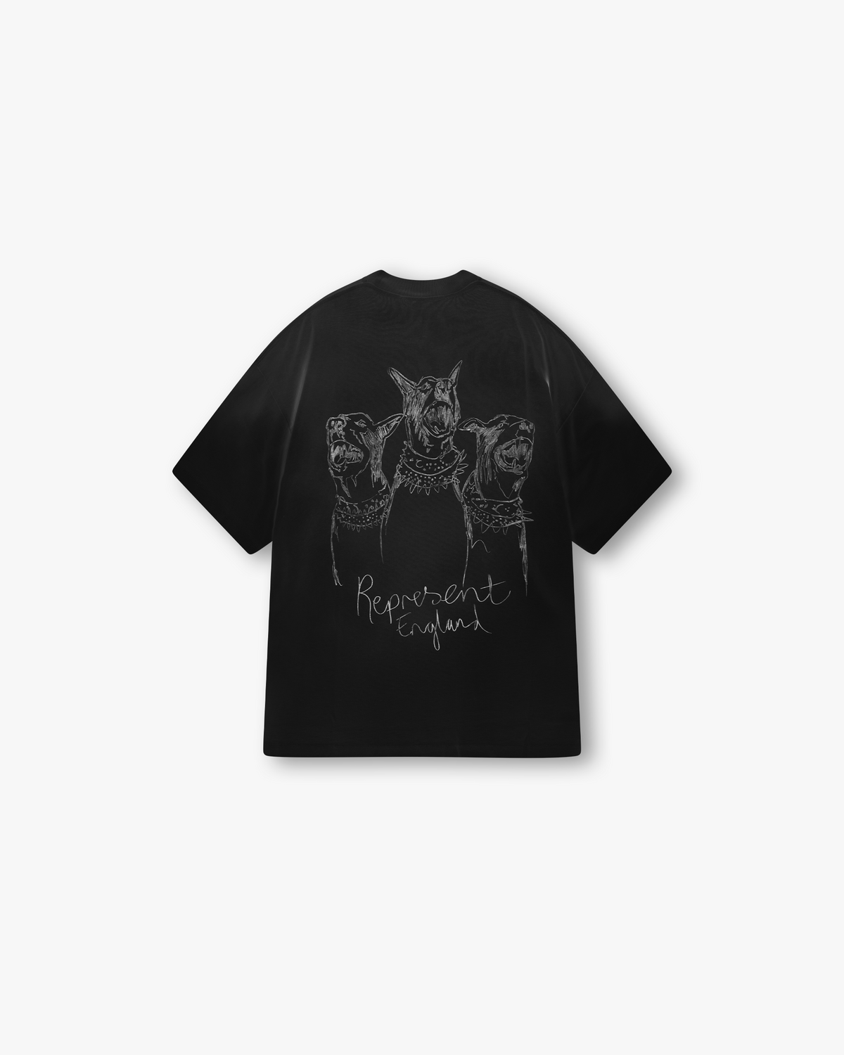 Represent Hand Drawn Thoroughbred Dogs Tee - AGED BLACK
