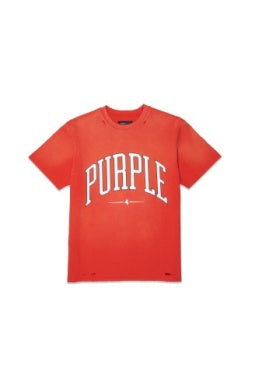 Purple Brand Hwt Jersey Ss Tee -FIERY RED/WHITE