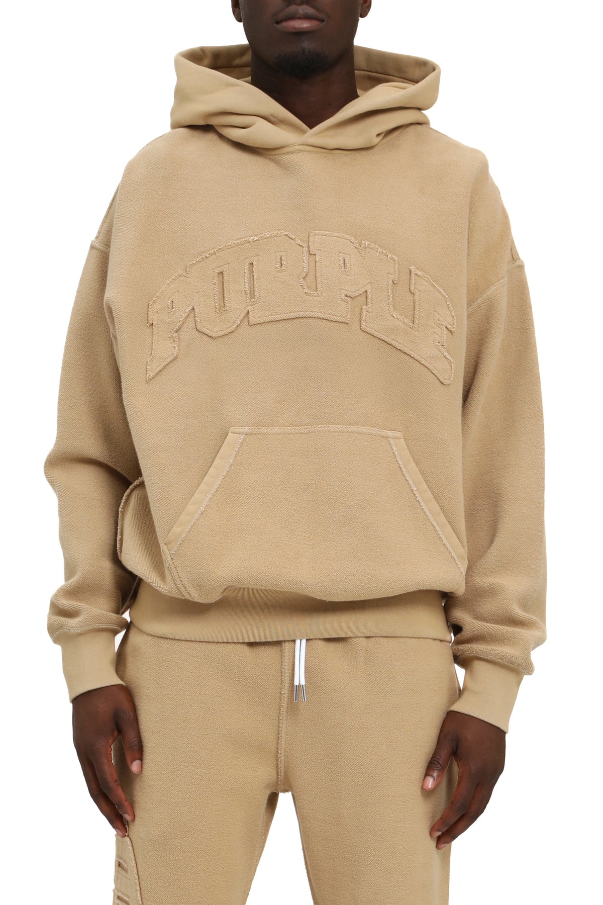 Purple Brand Heavyweight Fleece Inside Out Hoodie - TAN