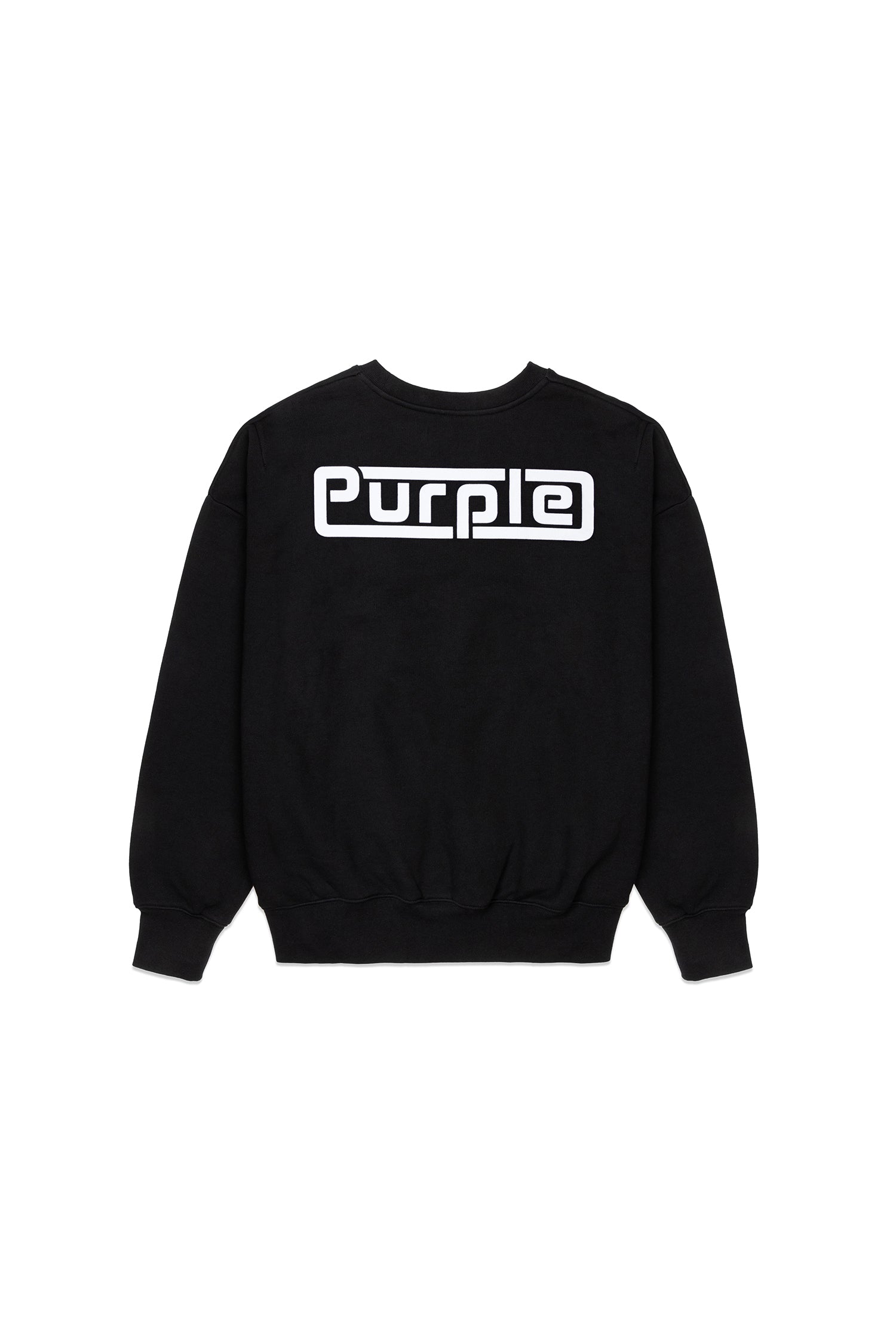 ◇PRENDA◇ TWILL PRDA APPLIQUE LOGO SWEATSHIRT BLACK Purple Brand Fleece Crewneck-BLACK