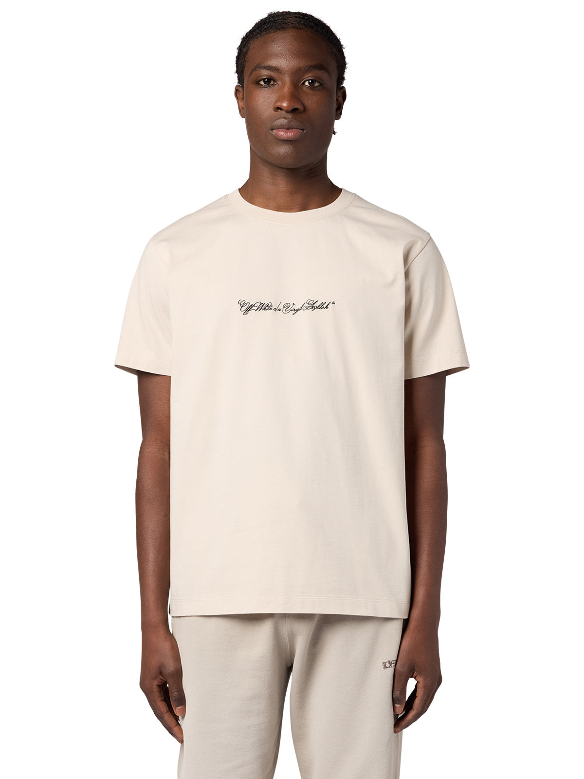 Off-White Script Arrow Slim Tee - PUMICE STONE