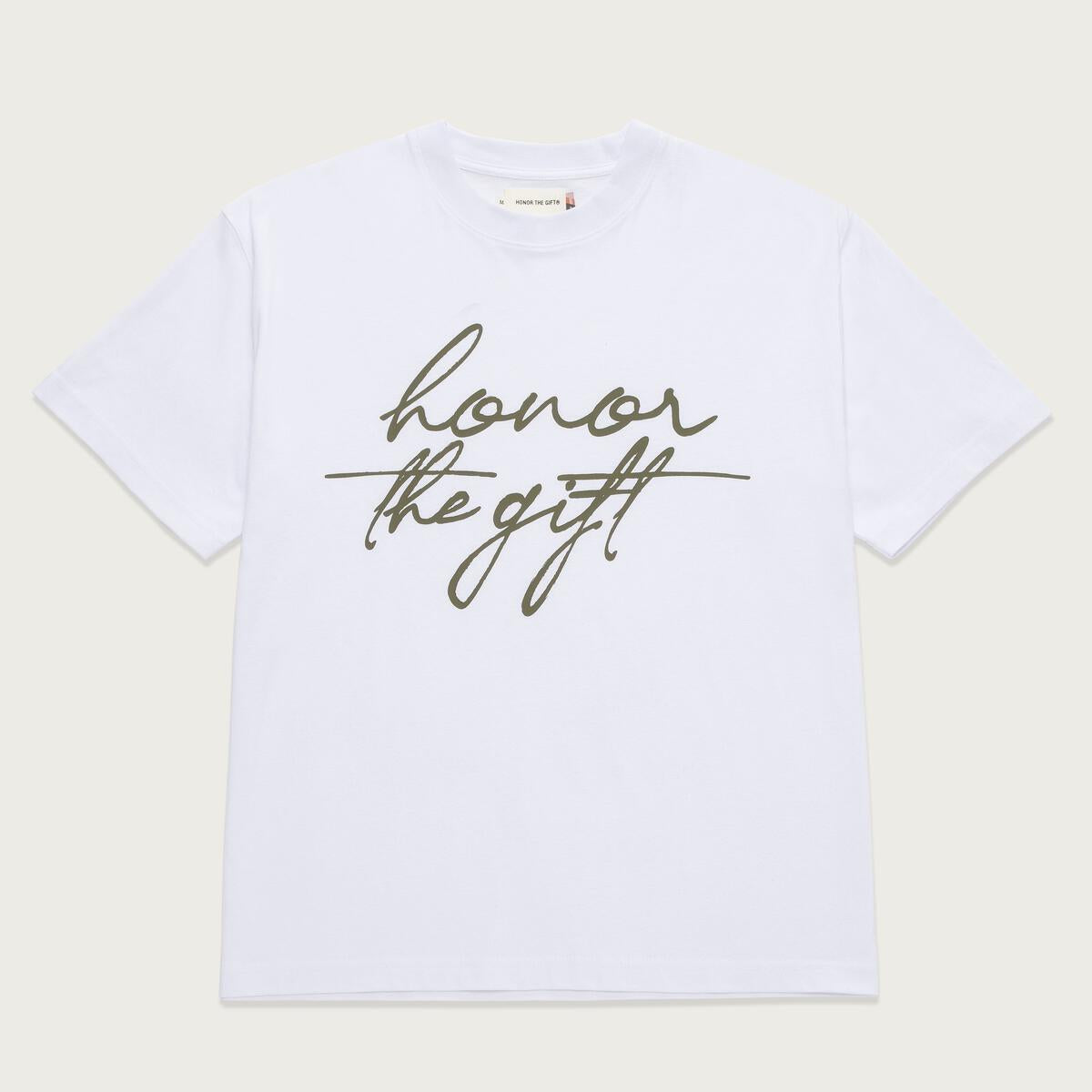 Honor The Gift Script Ss Tee - WHITE