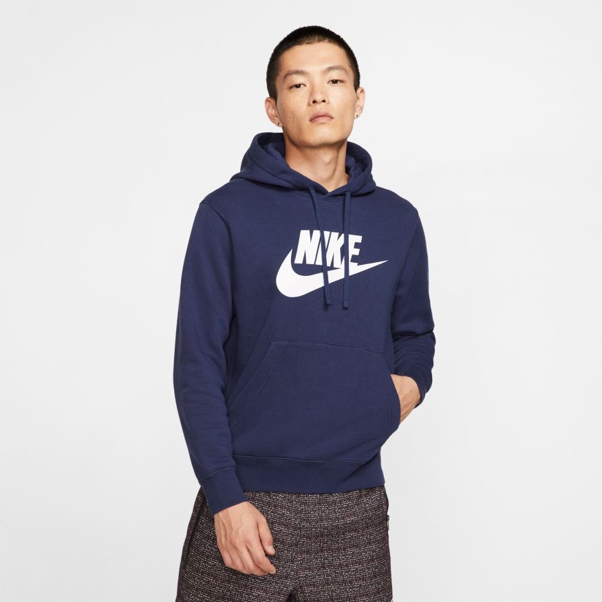 Nike Sportswear Club Fleece Hoodie - MIDNIGHT NAVY/MIDNIGHT NAVY/WHITE