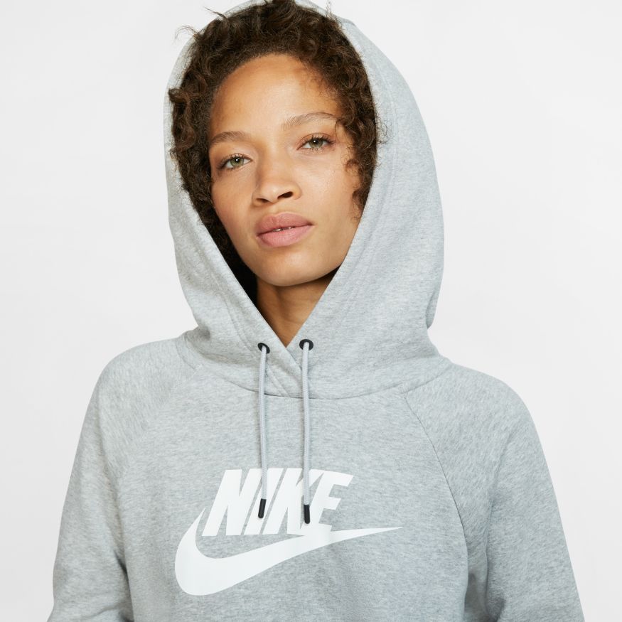Womens Nike Sportswear Essential Hoodie - DK GREY HEATHER/WHITE - Civilized  Nation - Official Site