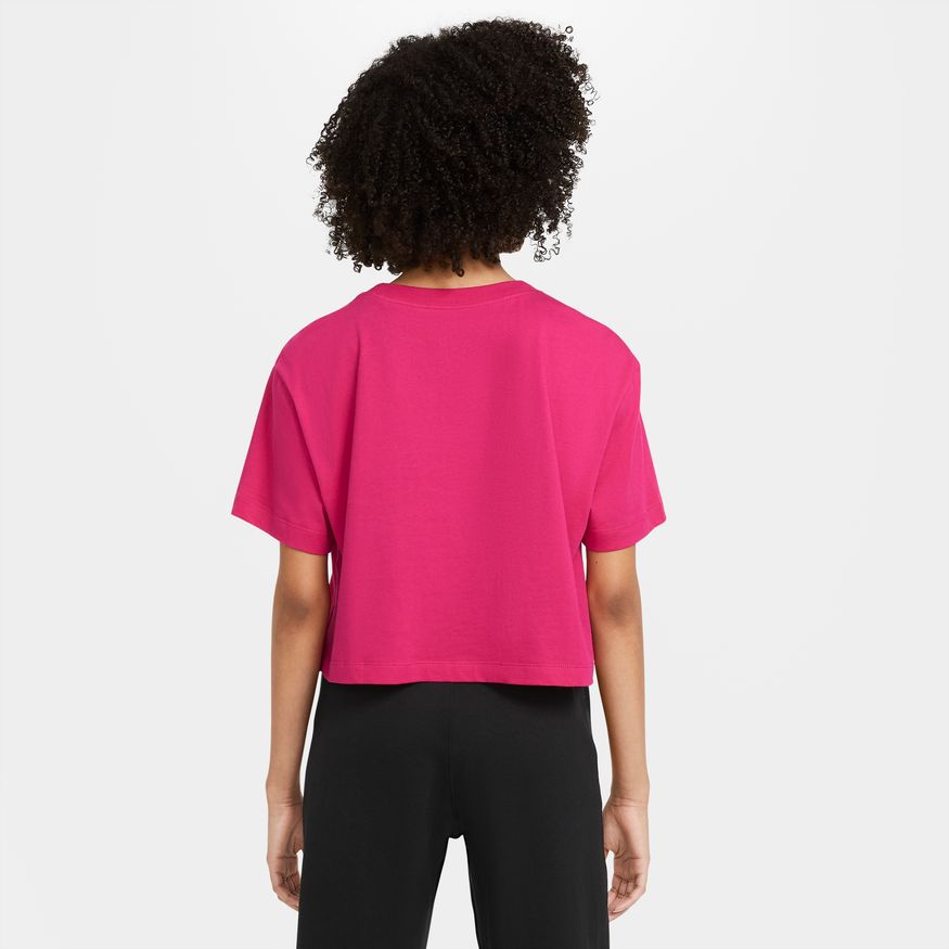 Nike Sportswear Essential Women's Cropped Logo T-Shirt - FIREBERRY/WHITE
