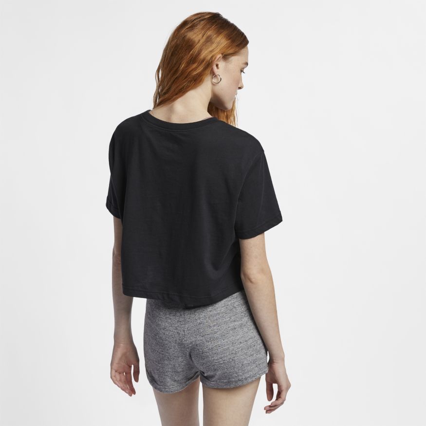 Nike Sportswear Essential Women's Cropped Logo T-Shirt - BLACK/WHITE