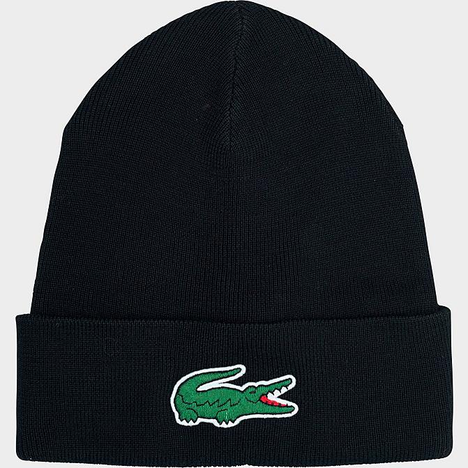 Lacoste Wool Blend Knit Beanie Hat BLACK/GREEN