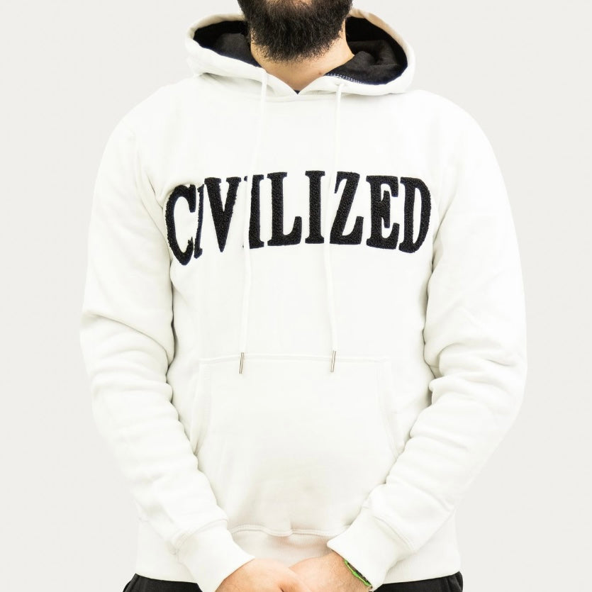 Civilized Nation Hoodie - WHITE/BLACK