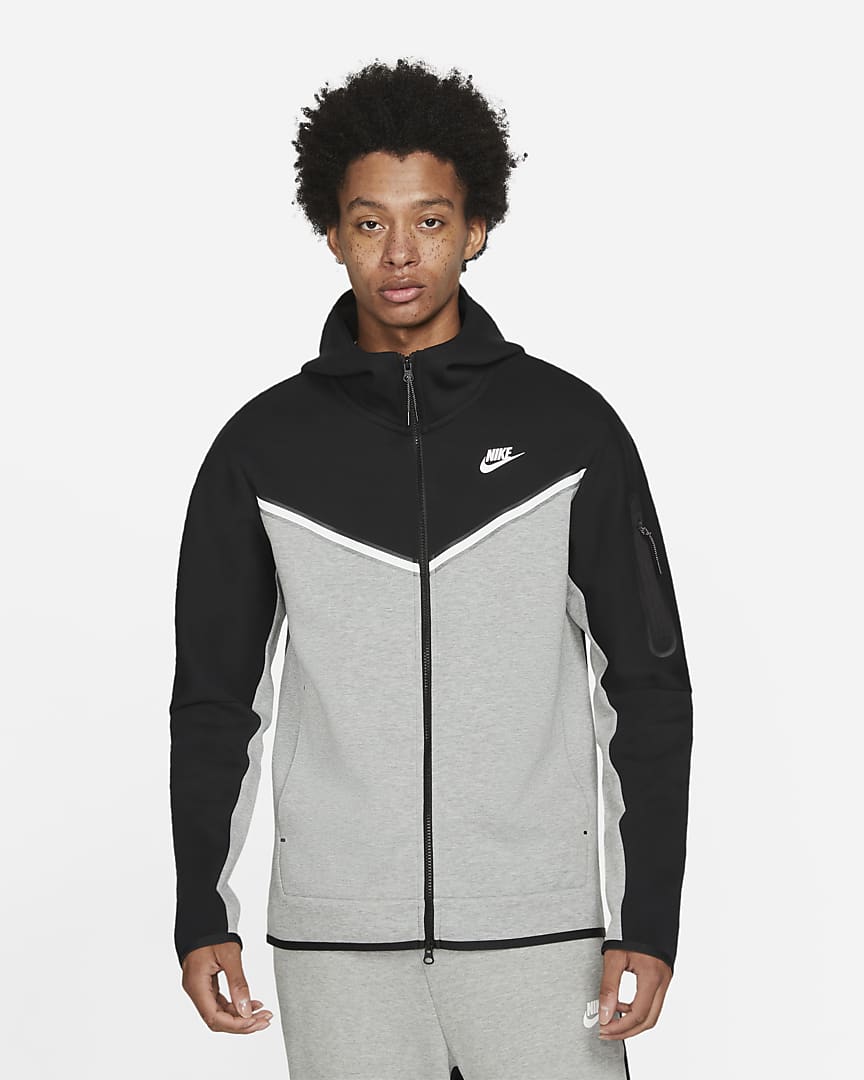Nike Sportswear Tech Fleece Hoodie - Black/Dark Grey Heather/White